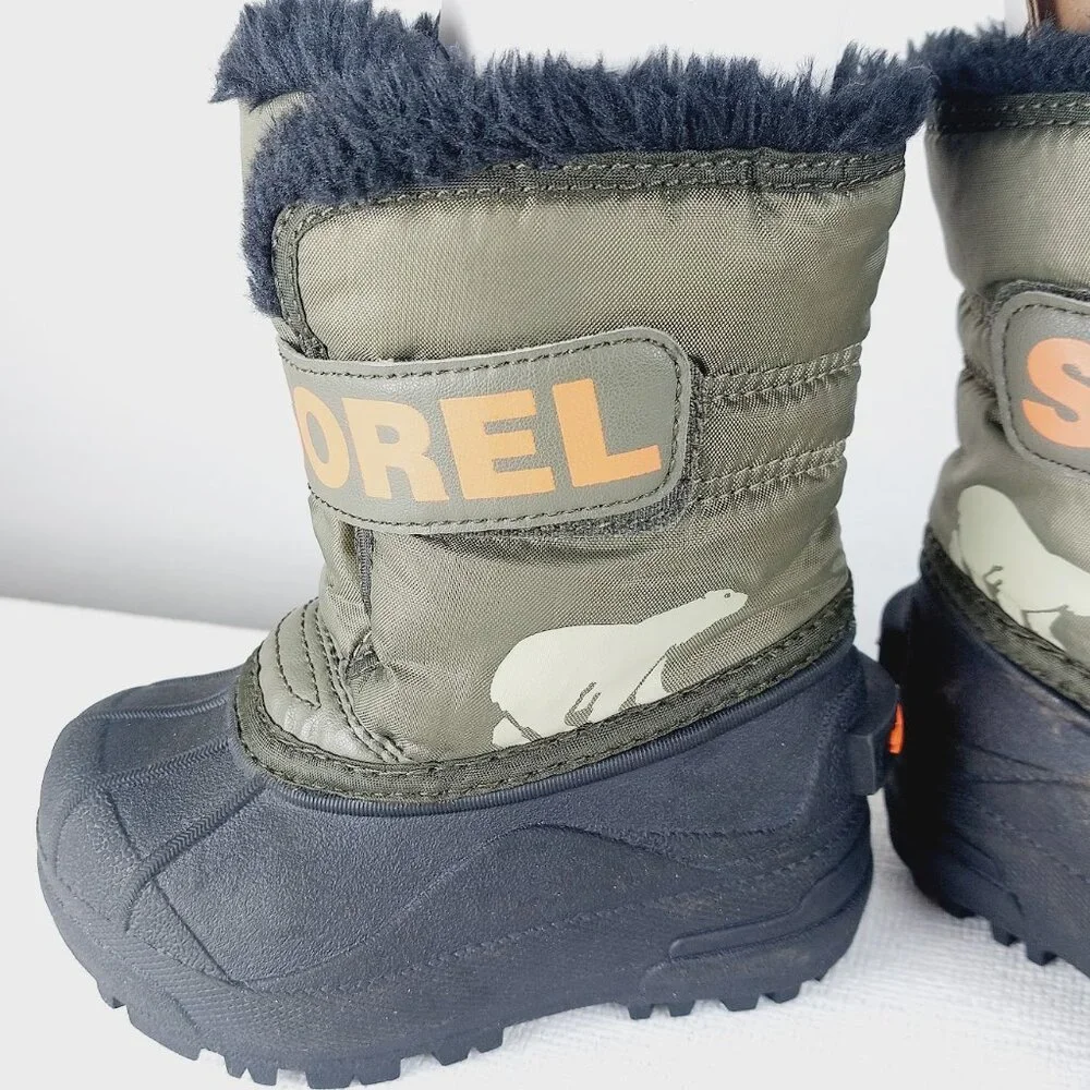 Sorel Boys' Stone Green Alpine Tundra Insulated Snow Commander Winter Boots Sz 7